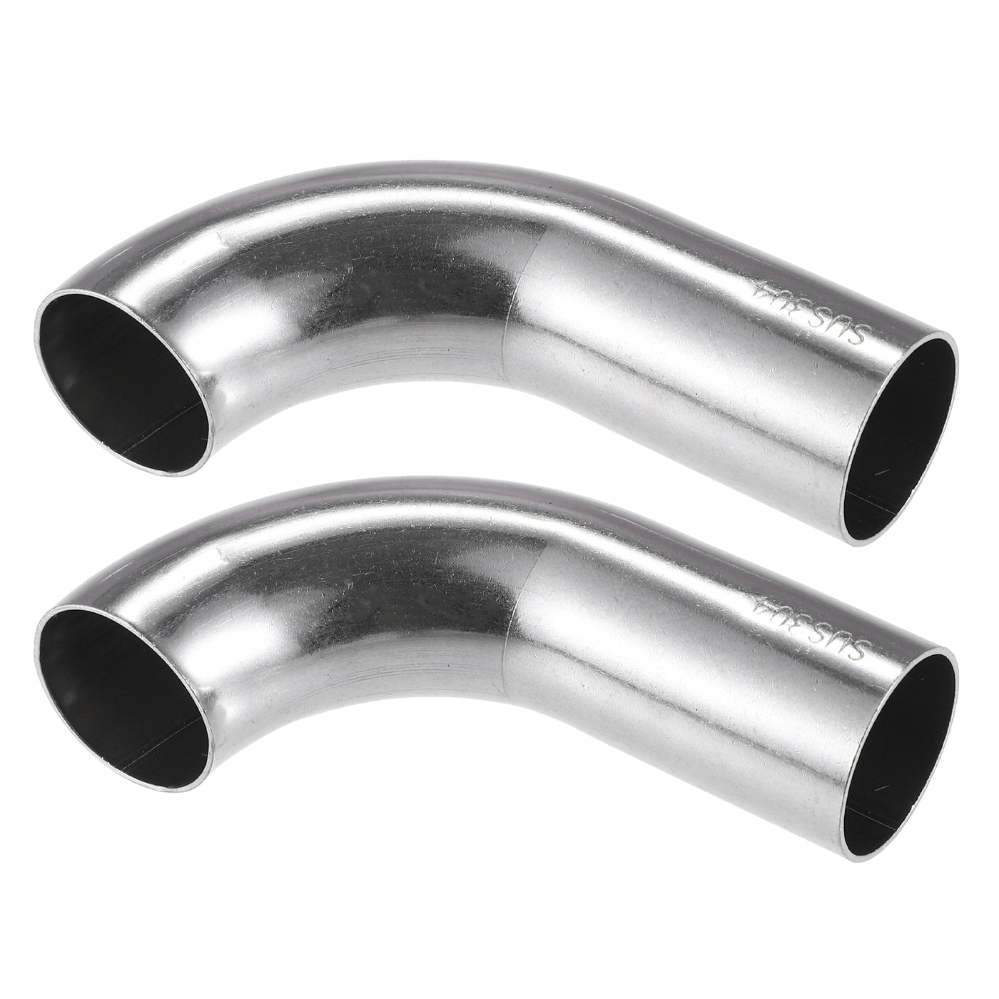 VekAuto 2 Pcs Bend Elbow Pipe Tube, 1" OD 3.43" 1.97" Leg 90 Degree DIY Exhaust Pipe Intercooler Air Intake Tube Universal for Car Truck Durable 304 Stainless Steel Silver Tone