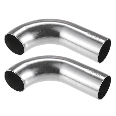 Harfington 2 Pcs Bend Elbow Pipe Tube, 1" OD 3.43" 1.97" Leg 90 Degree DIY Exhaust Pipe Intercooler Air Intake Tube Universal for Car Truck Durable 304 Stainless Steel Silver Tone
