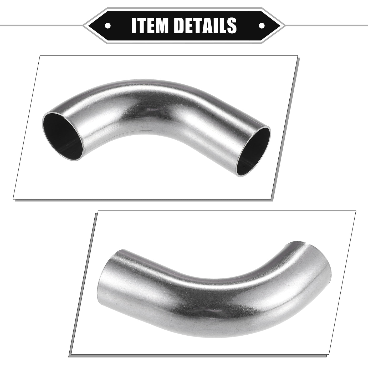VekAuto 2 Pcs Bend Elbow Pipe Tube, 1" OD 3.15" 2.36" Leg 90 Degree DIY Exhaust Pipe Intercooler Air Intake Tube Universal for Car Truck Durable 304 Stainless Steel Silver Tone