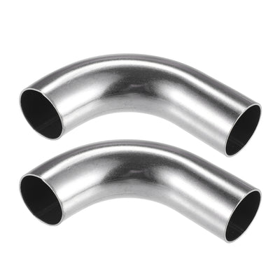 Harfington 2 Pcs Bend Elbow Pipe Tube, 1" OD 3.15" 2.36" Leg 90 Degree DIY Exhaust Pipe Intercooler Air Intake Tube Universal for Car Truck Durable 304 Stainless Steel Silver Tone
