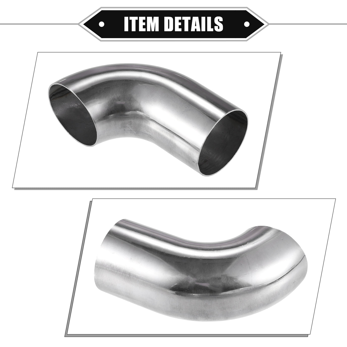 VekAuto 2 Pcs Bend Elbow Pipe Tube, 2" OD 4.72" 3.15" Leg 90 Degree DIY Exhaust Pipe Intercooler Air Intake Tube Universal for Car Truck Durable 304 Stainless Steel Silver Tone