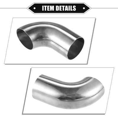 Harfington 2 Pcs Bend Elbow Pipe Tube, 2" OD 4.72" 3.15" Leg 90 Degree DIY Exhaust Pipe Intercooler Air Intake Tube Universal for Car Truck Durable 304 Stainless Steel Silver Tone
