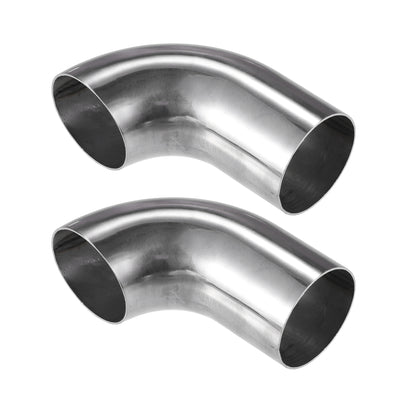Harfington 2 Pcs Bend Elbow Pipe Tube, 2" OD 4.72" 3.15" Leg 90 Degree DIY Exhaust Pipe Intercooler Air Intake Tube Universal for Car Truck Durable 304 Stainless Steel Silver Tone