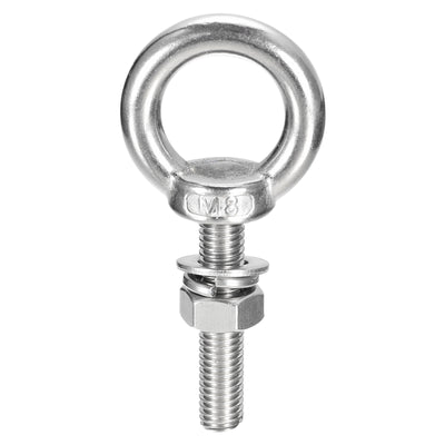 Harfington Uxcell Lifting Eye Bolt, 1 Set M8x40mm Eye Bolt with Nut Washer 304 Stainless Steel