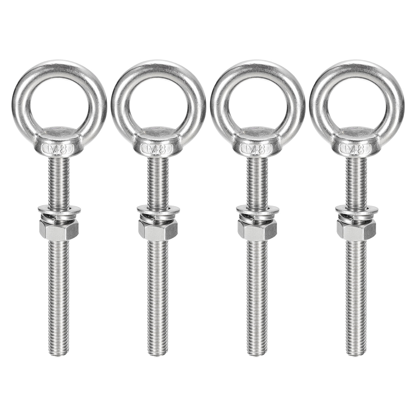 uxcell Uxcell Lifting Eye Bolt, 4 Sets M8x80mm Eye Bolt with Nut Washer 304 Stainless Steel