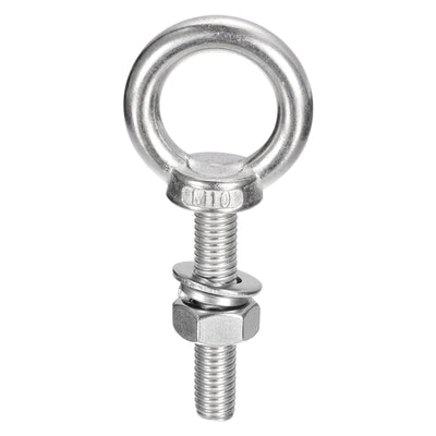 Harfington Uxcell Lifting Eye Bolt, 1 Set M10x50mm Eye Bolt with Nut Washer 304 Stainless Steel
