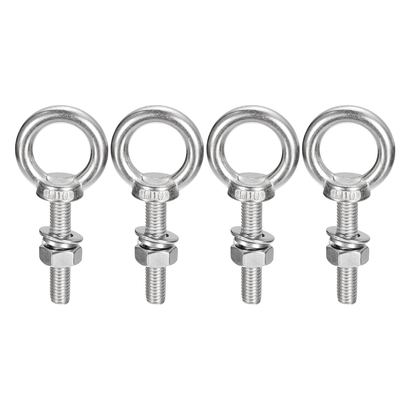 uxcell Uxcell Lifting Eye Bolt, 4 Sets M10x50mm Eye Bolt with Nut Washer 304 Stainless Steel