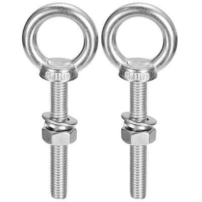 Harfington Uxcell Lifting Eye Bolt, 2 Sets M10x70mm Eye Bolt with Nut Washer 304 Stainless Steel