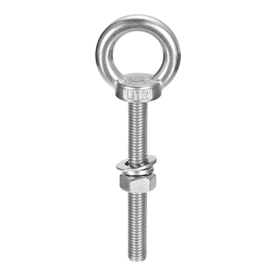 Harfington Uxcell Lifting Eye Bolt, 1 Set M12x100mm Eye Bolt with Nut Washer 304 Stainless Steel