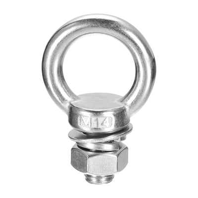 Harfington Uxcell Lifting Eye Bolt, 1 Set M14x25mm Eye Bolt with Nut Washer 304 Stainless Steel