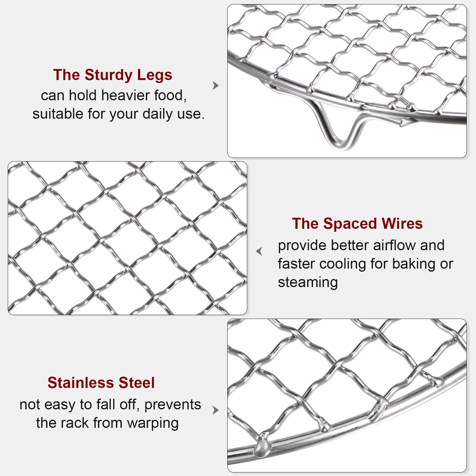 Round Cooking Rack 8-inch Stainless Steel Cross Wire Barbecue Grill ...