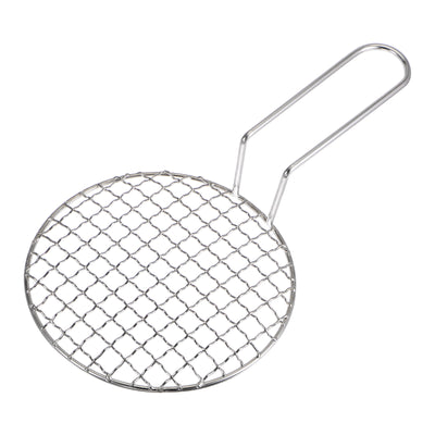 Harfington Stainless Steel Grill 6.5-inch Round Barbecue Mesh Outdoor Grill with Handle