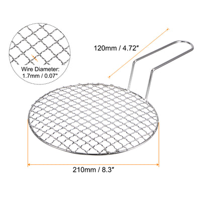Harfington Stainless Steel Grill 8.3-inch Round Barbecue Mesh Outdoor Grill with Handle