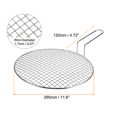 Harfington Stainless Steel Grill 11.6-inch Round Barbecue Mesh Outdoor Grill with Handle