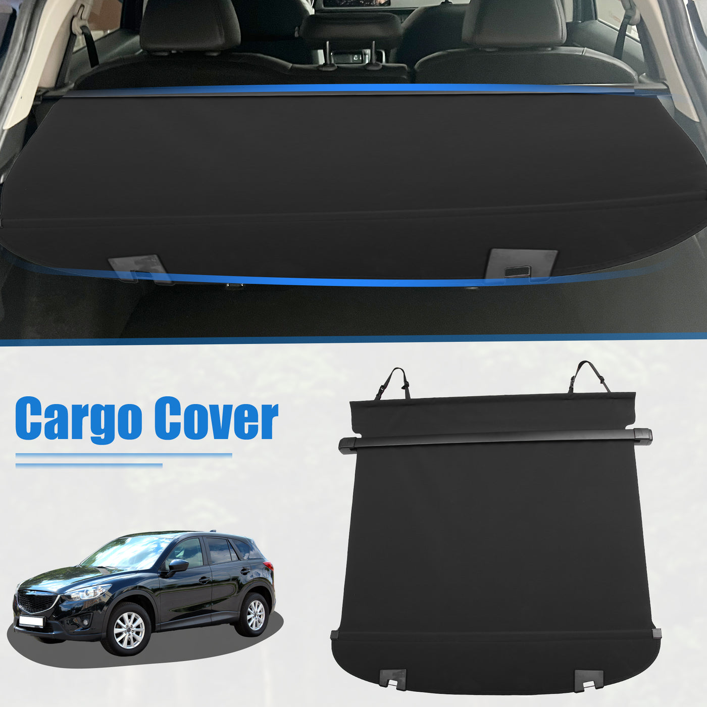 X AUTOHAUX Retractable Cargo Cover for Mazda CX-5 2017-2023 Waterproof Non Slip SUV Rear Trunk Shielding Shade Black