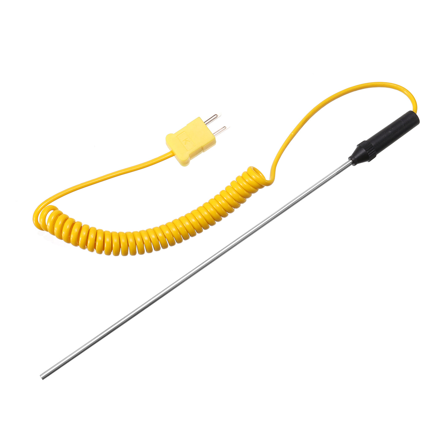 Harfington Surface Thermocouple 5.6" Probe K Type Yellow Coiled Wire -50 to 650C for Temperature Senor Measurement