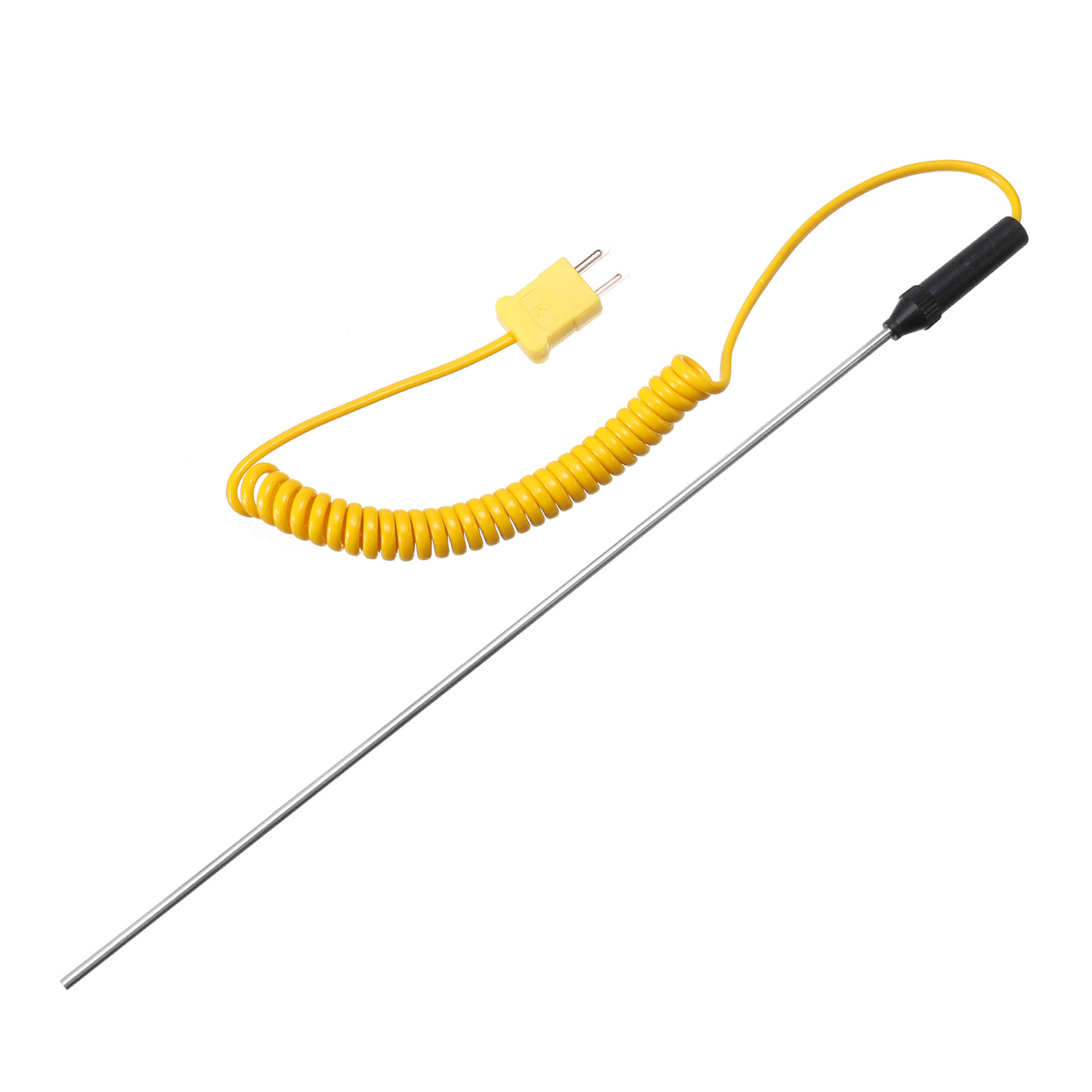 Harfington Surface Thermocouple 7.6" Probe K Type Yellow Coiled Wire -50 to 650C for Temperature Senor Measurement
