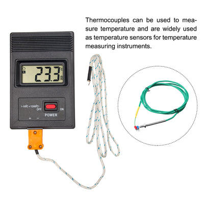 Harfington K Type Thermocouple Temperature Sensor Probe M6 6.6ft Silicone Wire