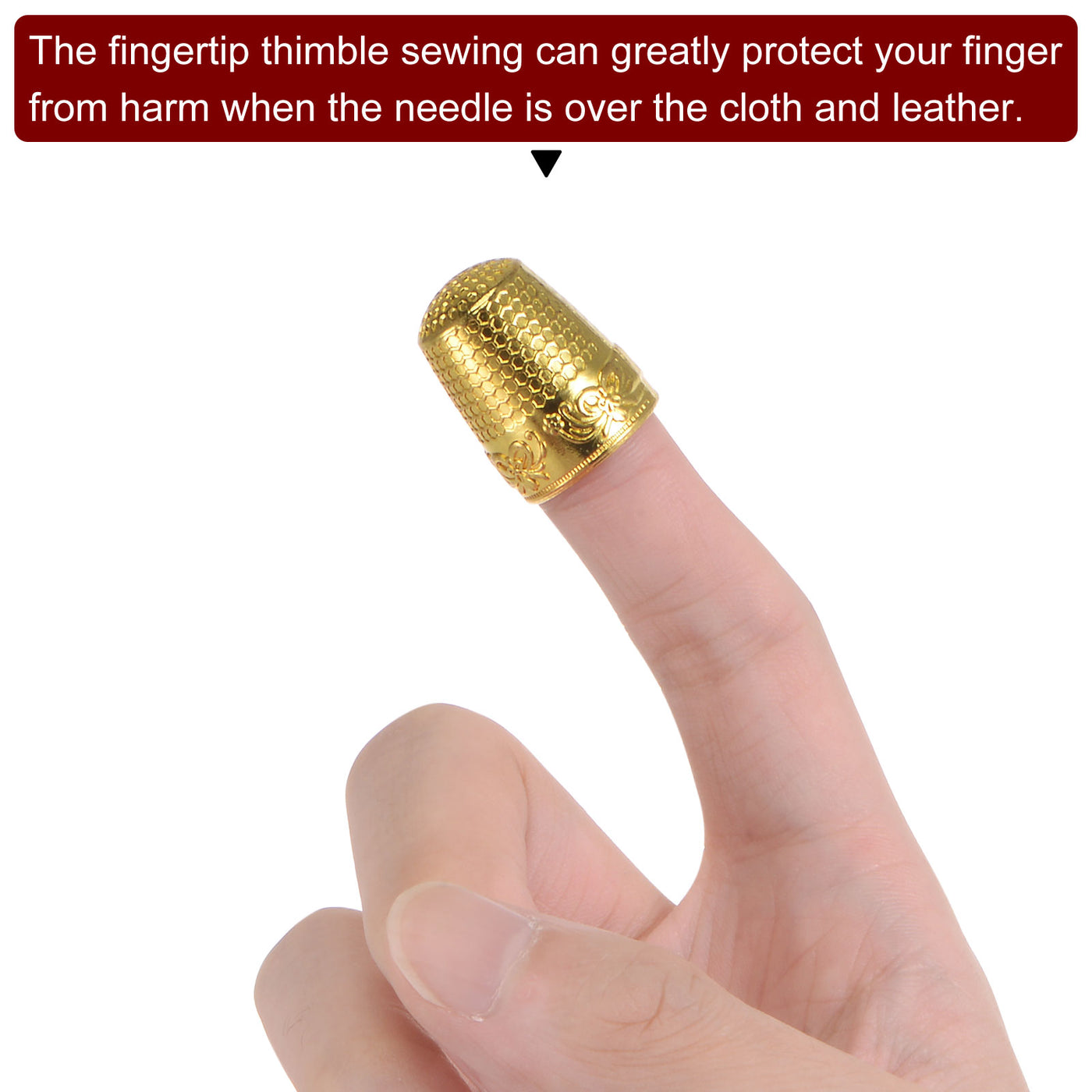 Harfington 2pcs Sewing Thimble Copper Sewing Thimble Finger Protector, Golden