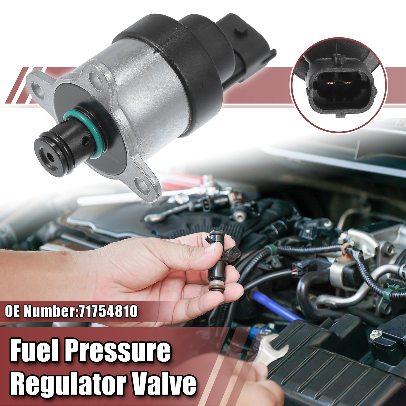 ACROPIX Fuel Pressure Regulator Valve Black Silver Tone Fit for FIAT DUCATO 2006 - Pack of 1