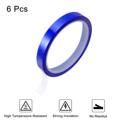 Harfington 6 Rolls Heat Tape High Temperature 10mmx33m(108ft) Sublimation Tape Blue
