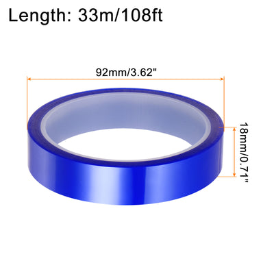Harfington 4 Rolls Heat Tape High Temperature 18mmx33m(108ft) Sublimation Tape Blue