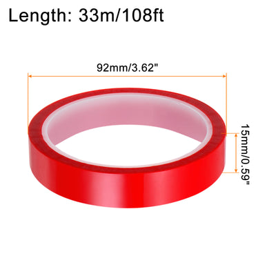 Harfington 2 Rolls Heat Tape High Temperature 15mmx33m(108ft) Sublimation Tape Red