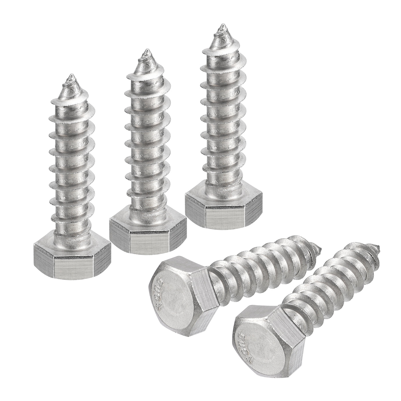 uxcell Uxcell Hex Head Lag Screws Bolts, 5pcs 3/8" x 1-1/2" 304 Stainless Steel Wood Screws