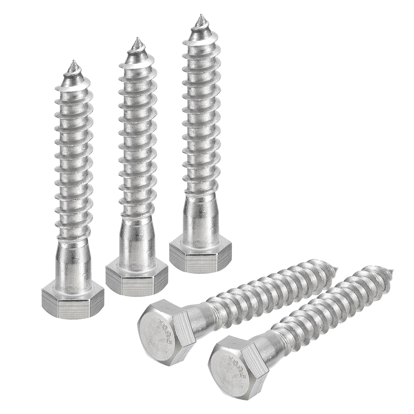 uxcell Uxcell Hex Head Lag Screws Bolts, 10pcs 3/8" x 2-1/2" 304 Stainless Steel Wood Screws