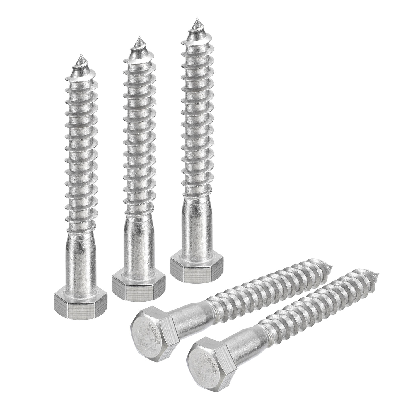 uxcell Uxcell Hex Head Lag Screws Bolts, 5pcs 3/8" x 3" 304 Stainless Steel Wood Screws