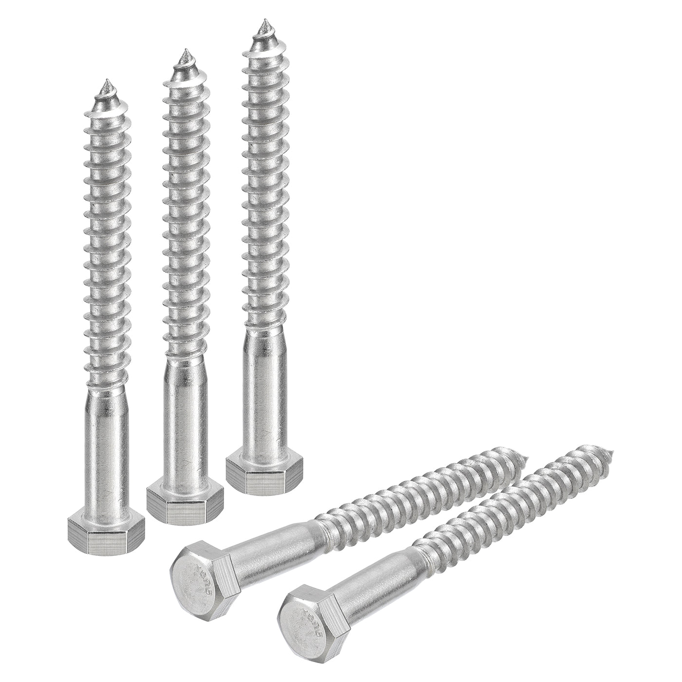 uxcell Uxcell Hex Head Lag Screws Bolts, 5pcs 3/8" x 4" 304 Stainless Steel Wood Screws