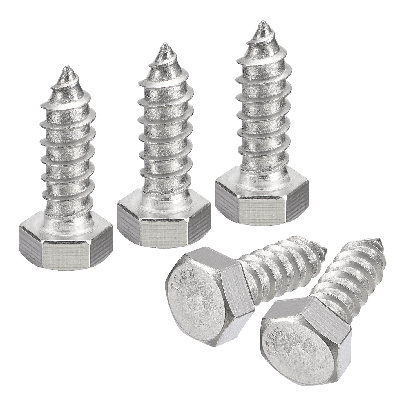 uxcell Uxcell Hex Head Lag Screws Bolts, 5pcs 1/2" x 1-1/2" 304 Stainless Steel Wood Screws