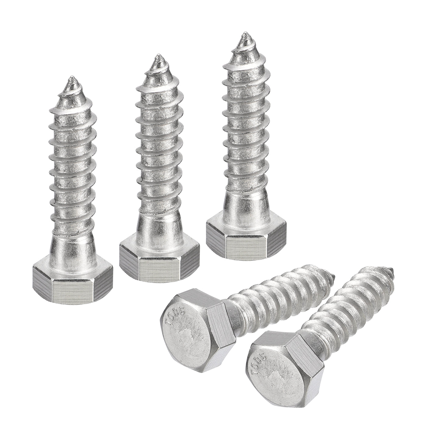 uxcell Uxcell Hex Head Lag Screws Bolts, 5pcs 1/2" x 2" 304 Stainless Steel Wood Screws