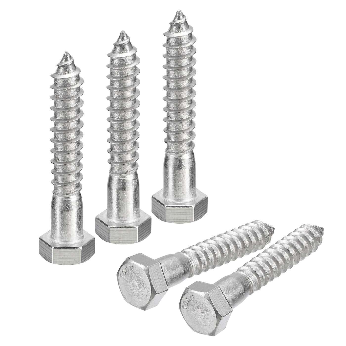 uxcell Uxcell Hex Head Lag Screws Bolts, 5pcs 1/2" x 3" 304 Stainless Steel Wood Screws
