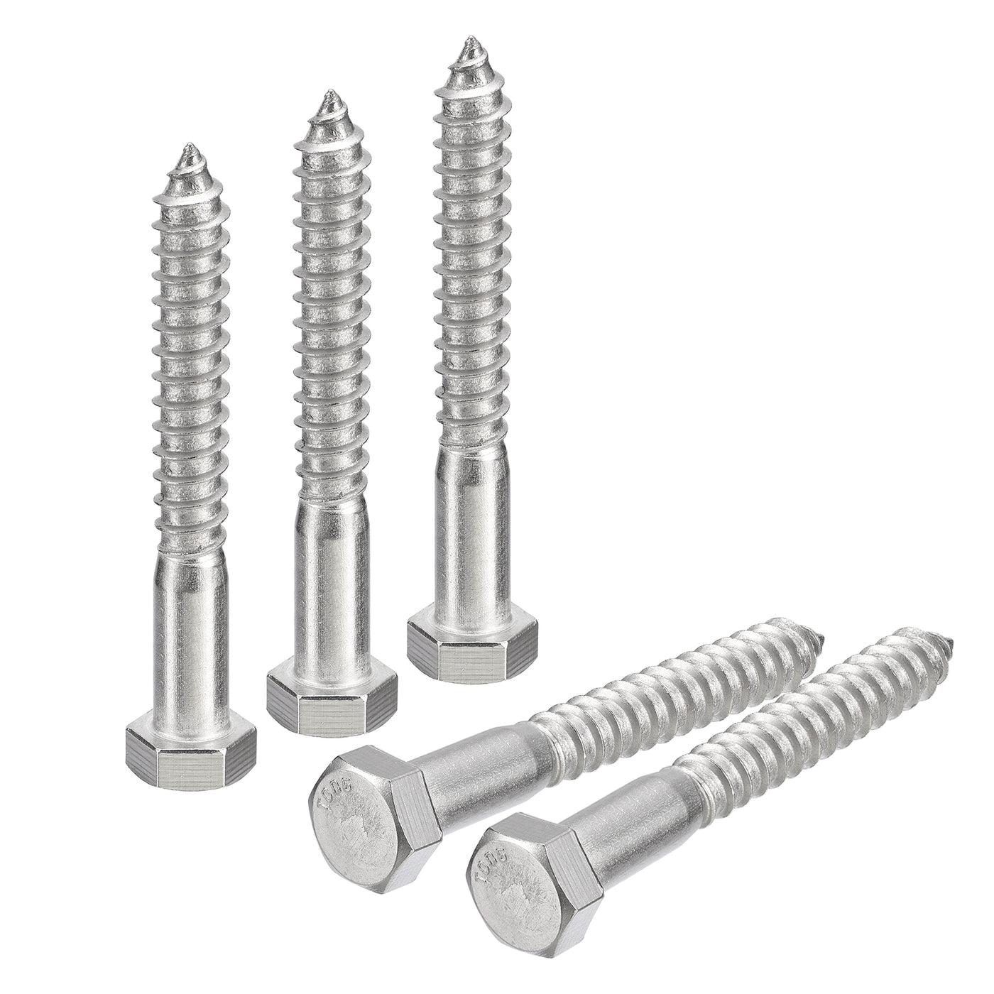 uxcell Uxcell Hex Head Lag Screws Bolts, 5pcs 1/2" x 4" 304 Stainless Steel Wood Screws