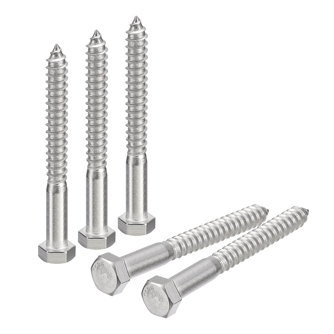 uxcell Uxcell Hex Head Lag Screws Bolts, 5pcs 1/2" x 5" 304 Stainless Steel Wood Screws
