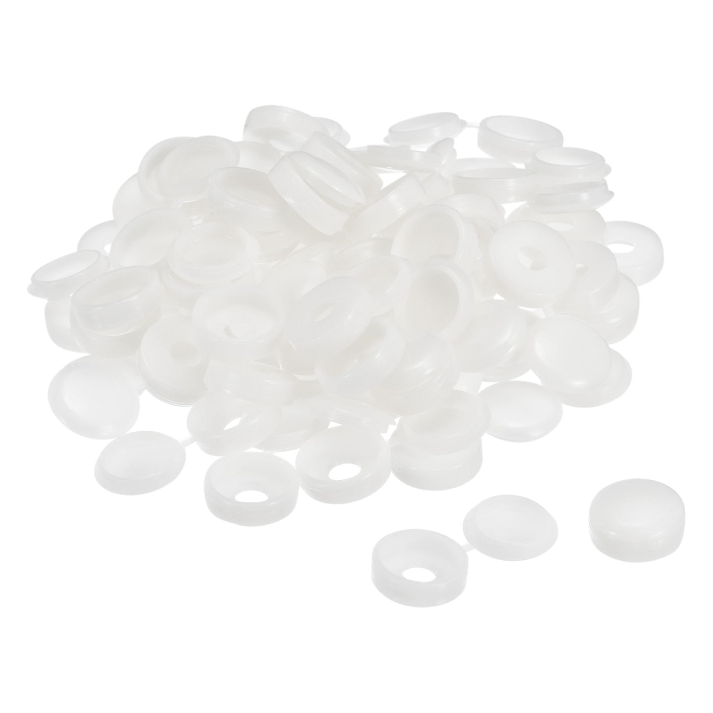 uxcell Uxcell 200Pcs 6mm Hinged Screw Cover Caps Plastic Fold Screw Snap Covers, White