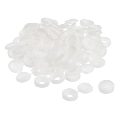 Harfington Uxcell 200Pcs 6mm Hinged Screw Cover Caps Plastic Fold Screw Snap Covers, White