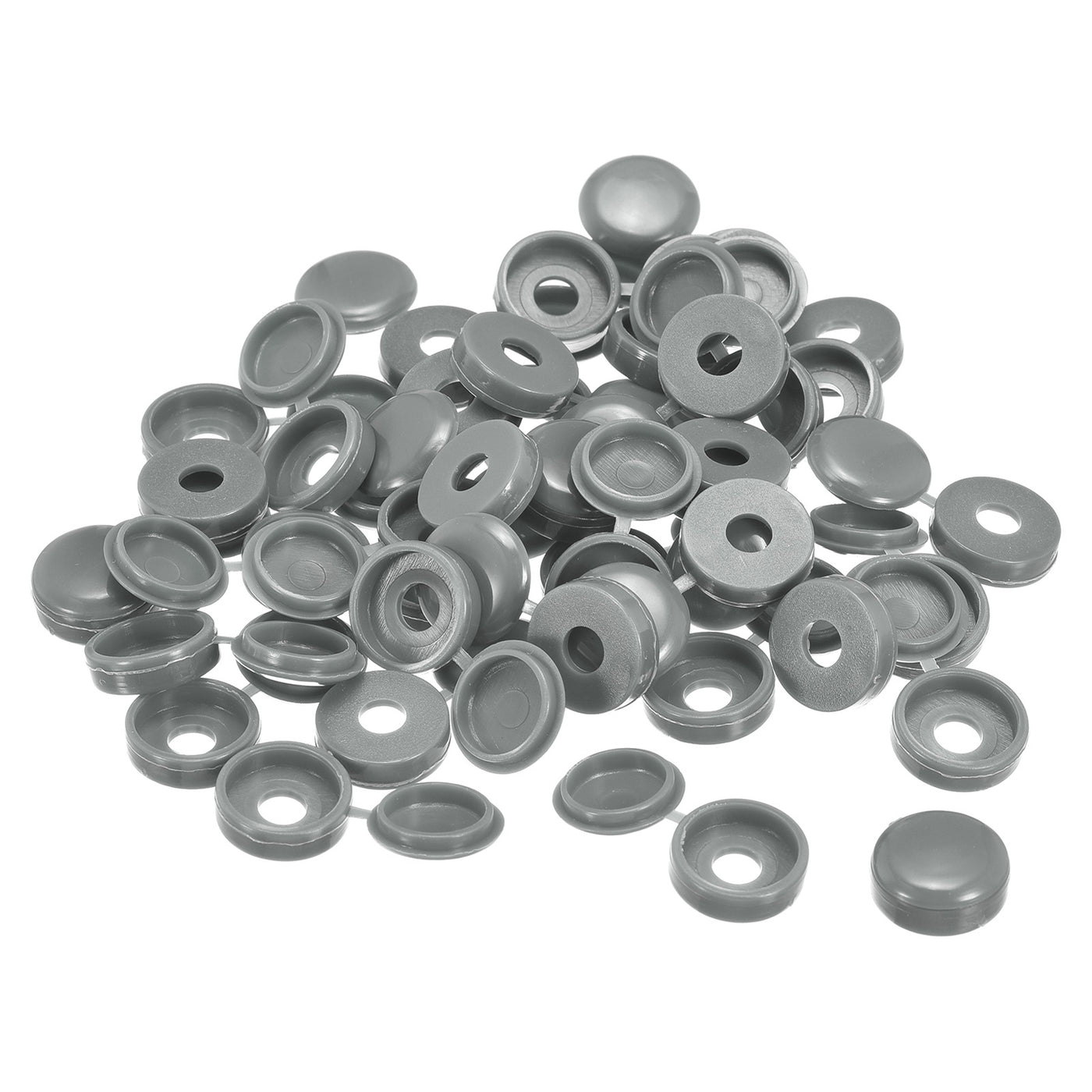 uxcell Uxcell 200Pcs 6mm Hinged Screw Cover Caps Plastic Fold Screw Snap Covers, Gray
