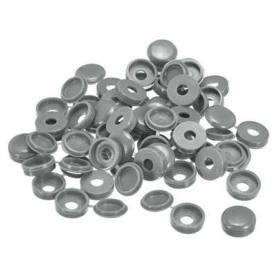 Harfington Uxcell 200Pcs 6mm Hinged Screw Cover Caps Plastic Fold Screw Snap Covers, Gray