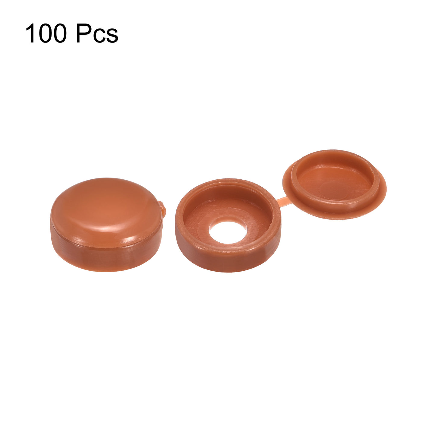 Harfington 100Pcs 6mm Hinged Screw Cover Caps Plastic Fold Screw Snap Covers, Red Brown