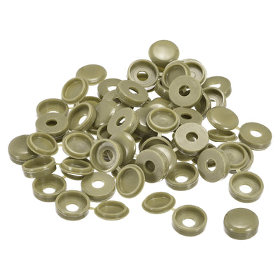 Harfington Uxcell 100Pcs 6mm Hinged Screw Cover Caps Plastic Fold Screw Snap Covers, Green