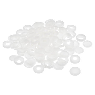 Harfington Uxcell 150Pcs 5mm Hinged Screw Cover Caps Plastic Fold Screw Snap Covers, White