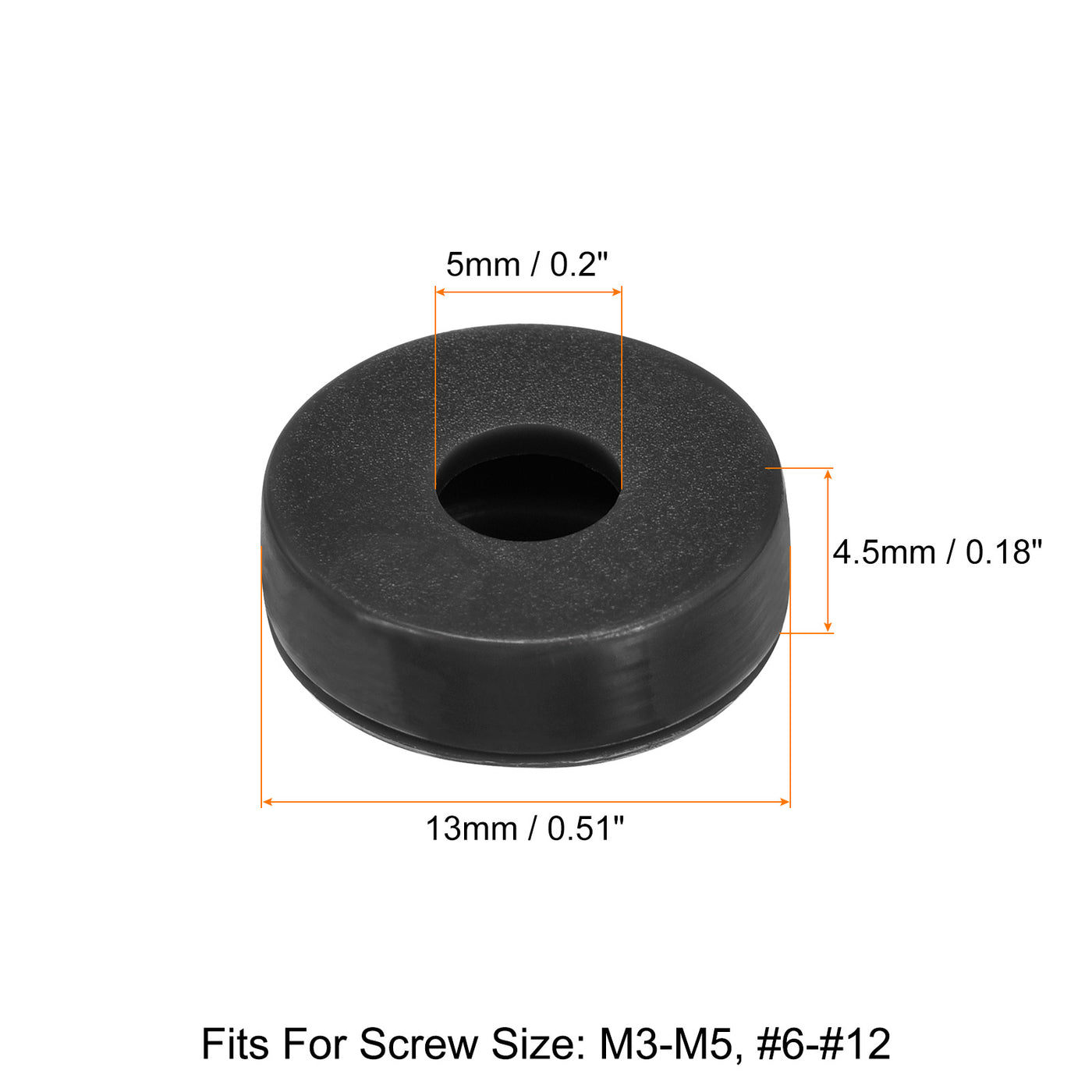 Harfington 150Pcs 5mm Hinged Screw Cover Caps Plastic Fold Screw Snap Covers, Black