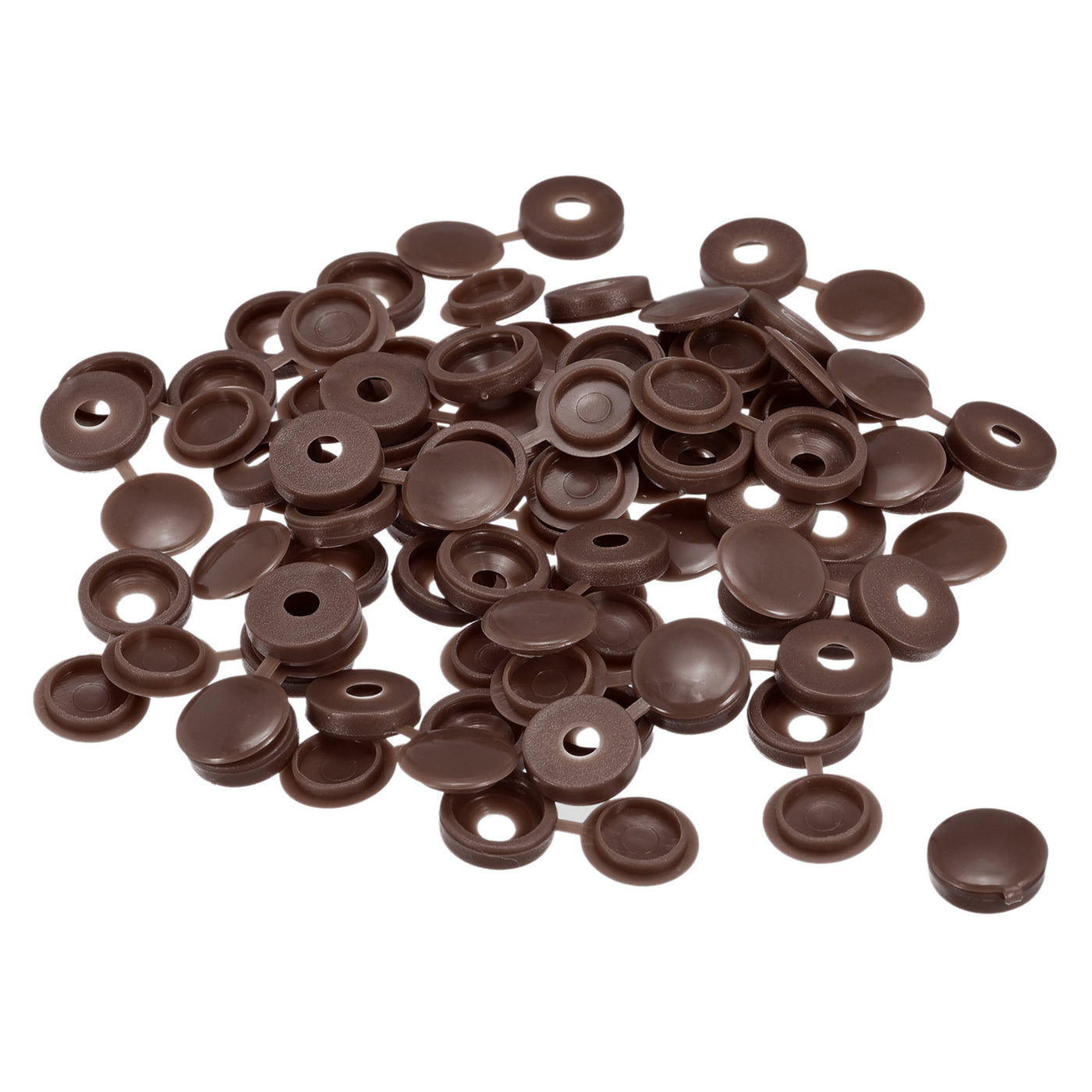 uxcell Uxcell 100Pcs 5mm Hinged Screw Cover Caps Plastic Fold Screw Snap Covers, Dark Brown