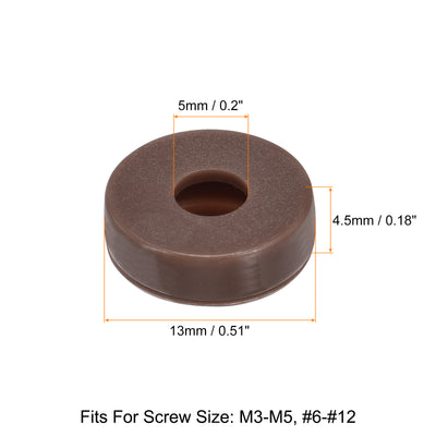 Harfington 200Pcs 5mm Hinged Screw Cover Caps Plastic Fold Screw Snap Covers, Dark Brown