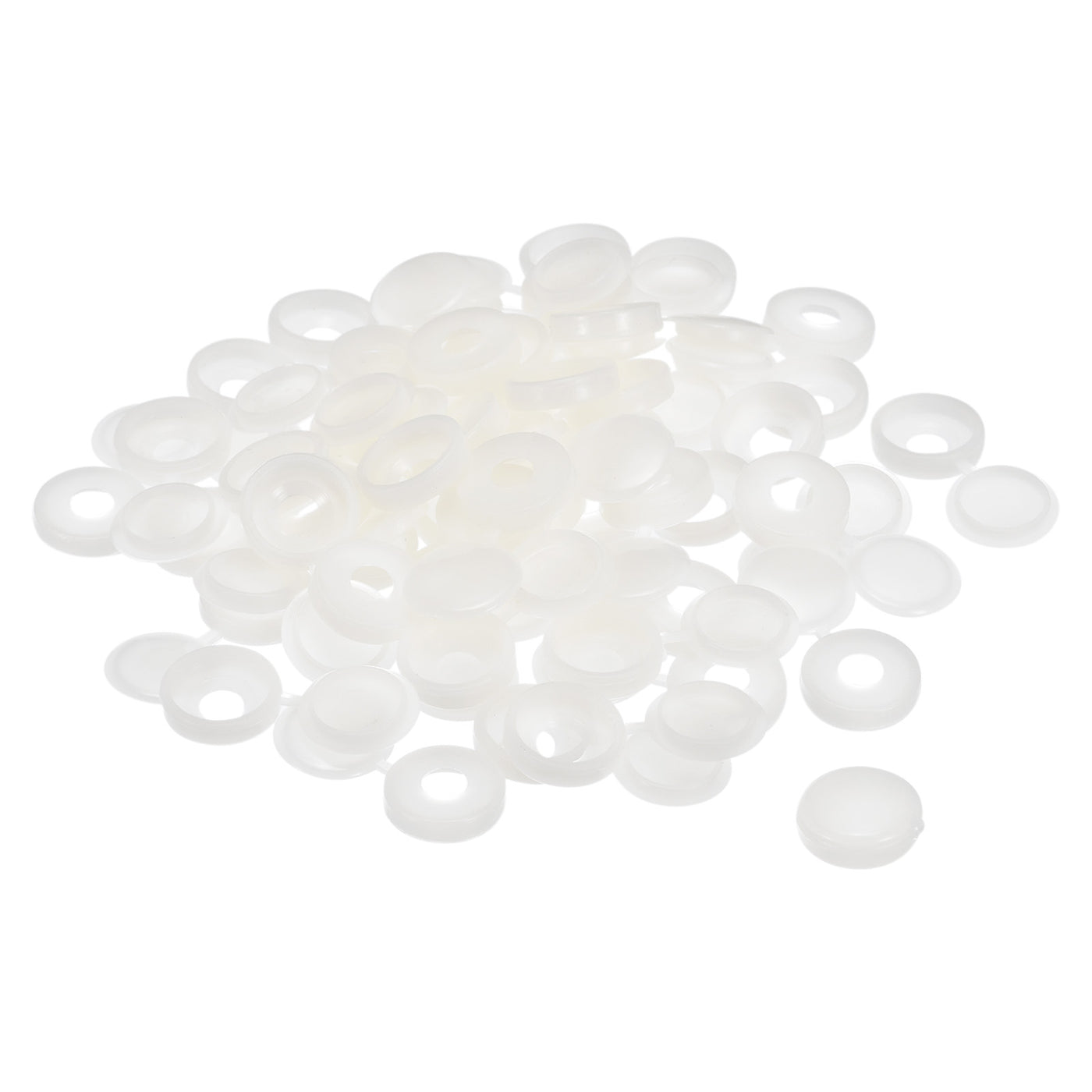 uxcell Uxcell 200Pcs 5mm Hinged Screw Cover Caps Plastic Fold Screw Snap Covers, Warm White