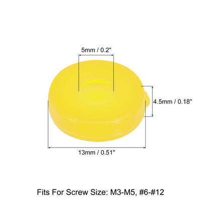 Harfington 100Pcs 5mm Hinged Screw Cover Caps Plastic Fold Screw Snap Covers, Yellow