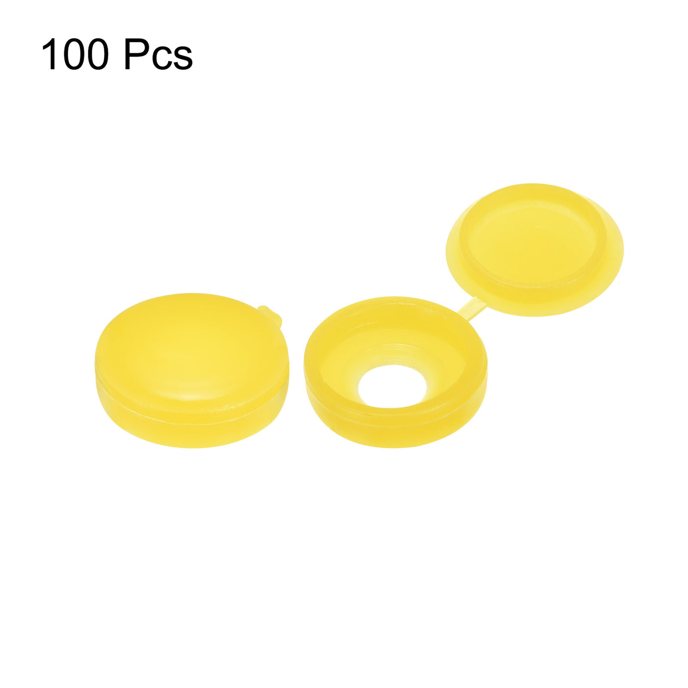 uxcell Uxcell 100Pcs 5mm Hinged Screw Cover Caps Plastic Fold Screw Snap Covers, Yellow