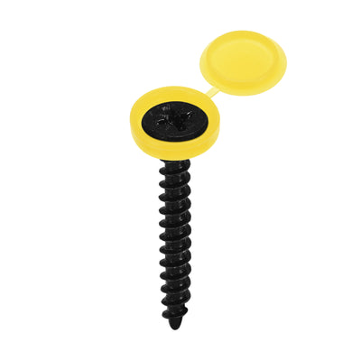 Harfington Uxcell 200Pcs 5mm Hinged Screw Cover Caps Plastic Fold Screw Snap Covers, Yellow